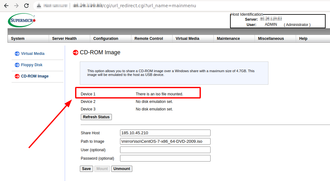 Появится сообщение: “There is an iso file mounted”